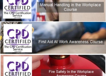 Manual Handling in the Workplace – First Aid At Work Awareness – Fire Safety In the Workplace Awareness Course Bundle