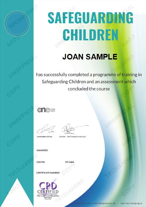 Safeguarding Children course certificate